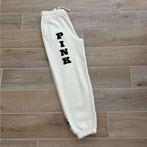 NWOT PINK Victoria's Secret Cream Joggers